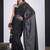 Black satin silk elegant designer saree with sequin sleek design