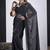 Black satin silk elegant designer saree with sequin sleek design