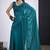 Teal blue satin silk elegant designer saree with sequin sleek design