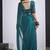 Teal blue satin silk elegant designer saree with sequin sleek design