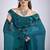 Teal blue satin silk elegant designer saree with sequin sleek design