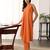 Orange solid cotton Kurta set