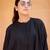 Black solid cotton Kurta set