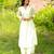 Cream solid cotton Kurta set