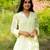 Cream solid cotton Kurta set