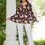 Womens brown self design cotton fabric kurtis 3/4 sleeves v-neck