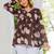 Womens brown self design cotton fabric kurtis 3/4 sleeves v-neck