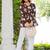 Womens brown self design cotton fabric kurtis 3/4 sleeves v-neck