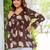 Womens brown self design cotton fabric kurtis 3/4 sleeves v-neck