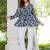 Womens white self design cotton fabric kurtis 3/4 sleeves v-neck