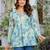 Womens off white self design cotton fabric kurtis 3/4 sleeves v-neck