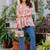 Womens off white self design cotton fabric kurtis 3/4 sleeves v-neck