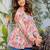 Womens off white self design cotton fabric kurtis 3/4 sleeves v-neck