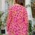 Womens magenta self design cotton fabric kurtis 3/4 sleeves v-neck