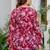 Womens maroon self design cotton fabric kurtis 3/4 sleeves v-neck