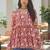 Womens maroon self design cotton fabric kurtis 3/4 sleeves v-neck