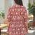 Womens maroon self design cotton fabric kurtis 3/4 sleeves v-neck