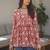 Womens maroon self design cotton fabric kurtis 3/4 sleeves v-neck