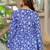 Womens blue self design cotton fabric kurtis 3/4 sleeves v-neck