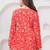 Womens red self design cotton fabric kurtis 3/4 sleeves v-neck