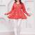 Womens red self design cotton fabric kurtis 3/4 sleeves v-neck
