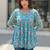Womens teal self design cotton fabric kurtis 3/4 sleeves v-neck