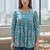 Womens teal self design cotton fabric kurtis 3/4 sleeves v-neck