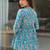 Womens teal self design cotton fabric kurtis 3/4 sleeves v-neck