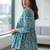 Womens teal self design cotton fabric kurtis 3/4 sleeves v-neck