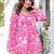 Womens pink self design cotton fabric kurtis 3/4 sleeves v-neck