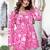Womens pink self design cotton fabric kurtis 3/4 sleeves v-neck
