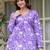 Womens purple self design cotton fabric kurtis 3/4 sleeves v-neck