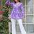 Womens purple self design cotton fabric kurtis 3/4 sleeves v-neck