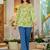 Womens lime green self design cotton fabric kurtis 3/4 sleeves v-neck