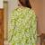 Womens lime green self design cotton fabric kurtis 3/4 sleeves v-neck