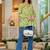 Womens lime green self design cotton fabric kurtis 3/4 sleeves v-neck
