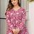 Womens red self design cotton fabric kurtis 3/4 sleeves v-neck
