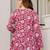 Womens red self design cotton fabric kurtis 3/4 sleeves v-neck