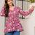 Womens red self design cotton fabric kurtis 3/4 sleeves v-neck