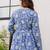 Womens blue self design cotton fabric kurtis 3/4 sleeves v-neck