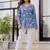 Womens blue self design cotton fabric kurtis 3/4 sleeves v-neck