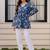 Womens blue self design cotton fabric kurtis 3/4 sleeves v-neck