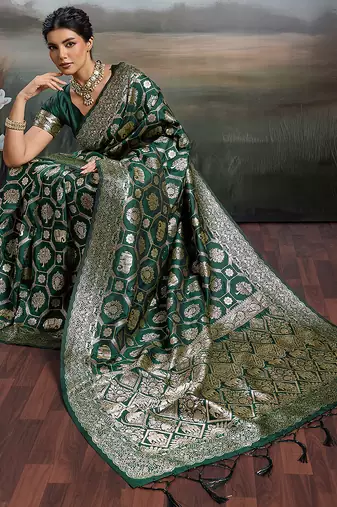 women woven kanjivaram silk blend saree with blouse piece 