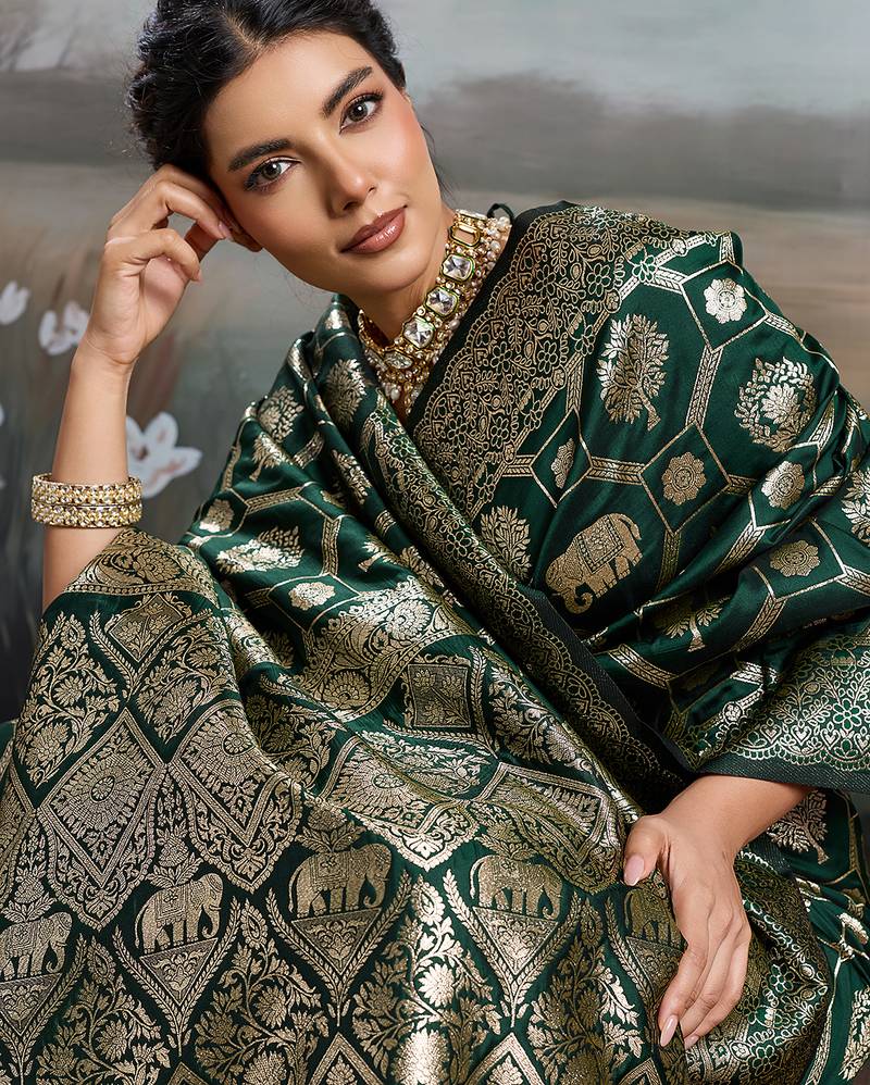 women woven kanjivaram silk blend saree with blouse piece 