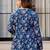 Womens blue self design cotton fabric kurtis 3/4 sleeves v-neck