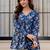 Womens blue self design cotton fabric kurtis 3/4 sleeves v-neck