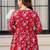 Womens red self design cotton fabric kurtis 3/4 sleeves v-neck