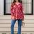Womens red self design cotton fabric kurtis 3/4 sleeves v-neck