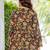 Womens black self design cotton fabric kurtis 3/4 sleeves v-neck