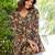 Womens black self design cotton fabric kurtis 3/4 sleeves v-neck